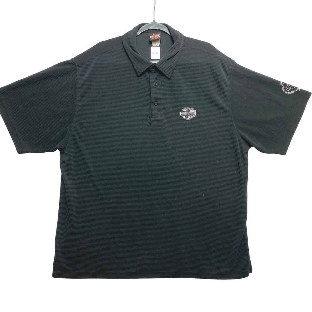 Vintage Harley Davidson Polo Shirt Mens Size XL Black Ribbed Embroidered